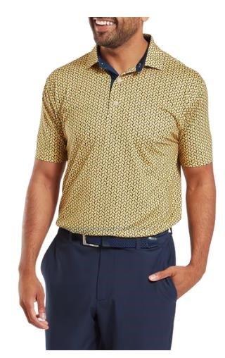 FootJoy Citrus Print Lisle mens polo Herren Poloshirt, taxi/navy