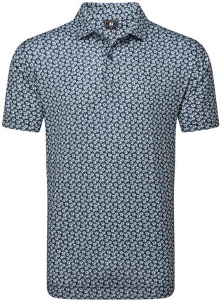 FootJoy Floral Sketch Print Herren Poloshirt, weiss/dunkelblau