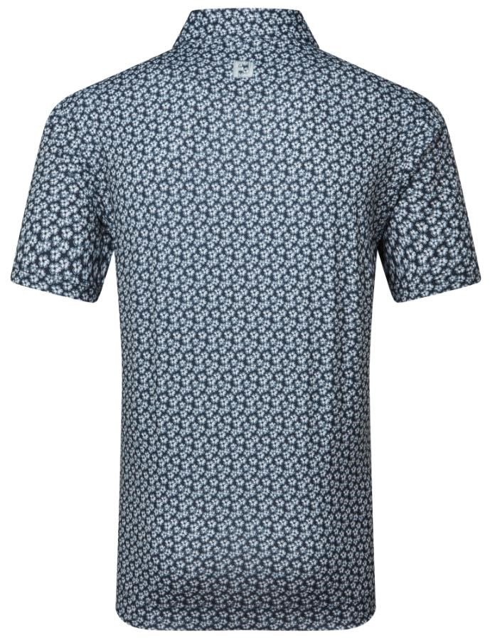 FootJoy Floral Sketch Print Herren Poloshirt, weiss/dunkelblau