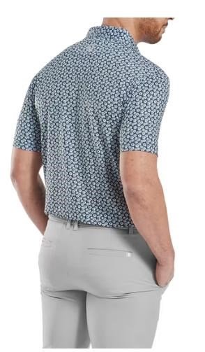 FootJoy Floral Sketch Print Herren Poloshirt, weiss/dunkelblau