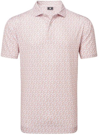 FootJoy Floral Sketch Print Herren Poloshirt, orange/weiss