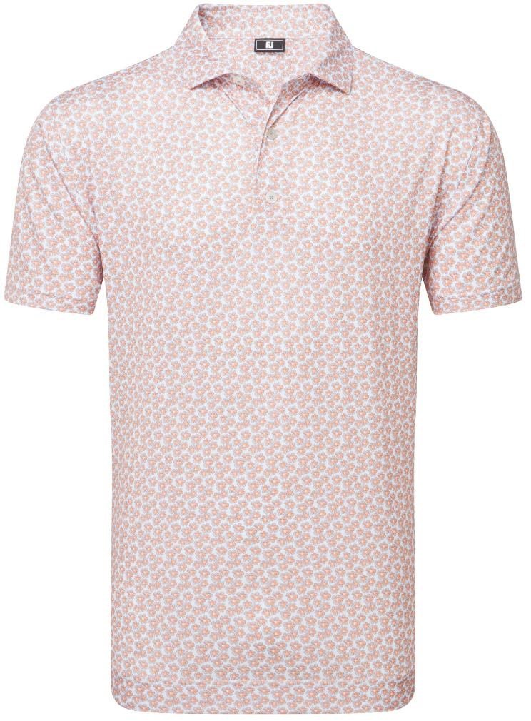 FootJoy Floral Sketch Print Herren Poloshirt, orange/weiss