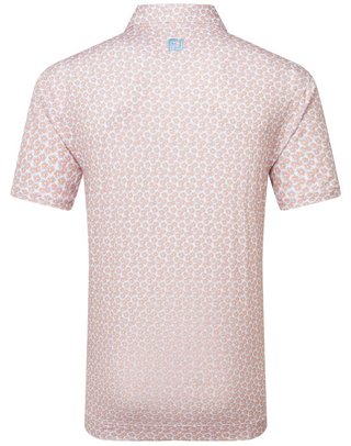 FootJoy Floral Sketch Print Herren Poloshirt, orange/weiss