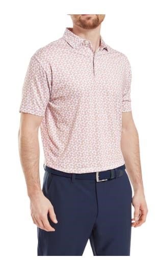 FootJoy Floral Sketch Print Herren Poloshirt, orange/weiss