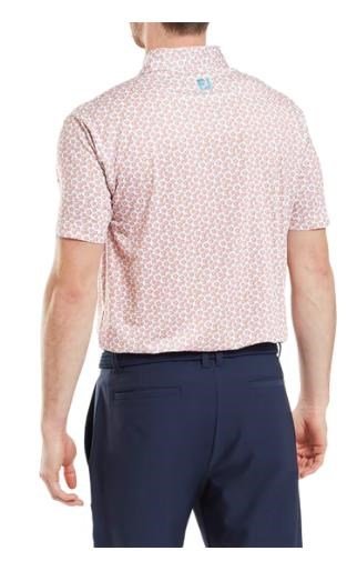 FootJoy Floral Sketch Print Herren Poloshirt, orange/weiss