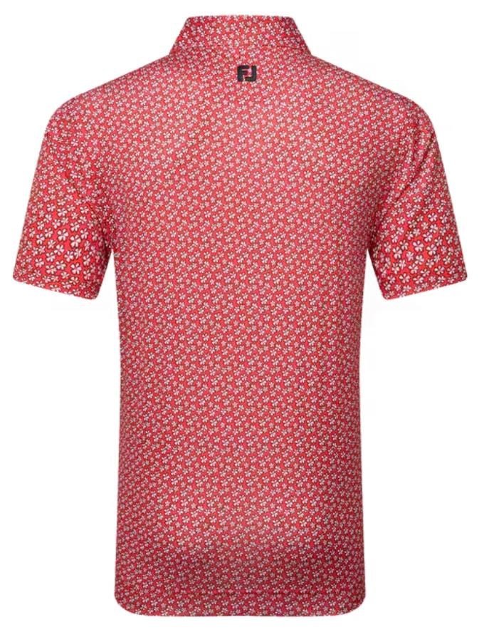 FootJoy Floral Sketch Print Herren Poloshirt, white/hibiscus