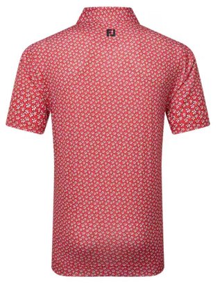 FootJoy Floral Sketch Print Herren Poloshirt, white/hibiscus