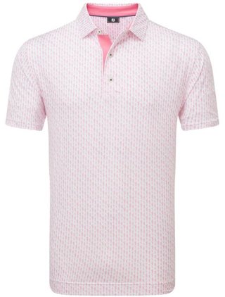 FootJoy Figure Print Lisle Herren Poloshirt, weiss/rosa