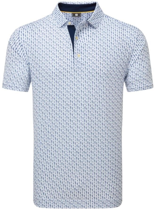 FootJoy Figure Print Lisle Herren Poloshirt, weiss/dunkelblau