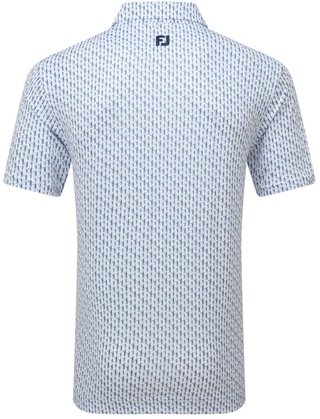 FootJoy Figure Print Lisle Herren Poloshirt, weiss/dunkelblau