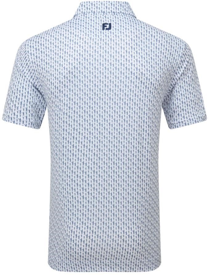 FootJoy Figure Print Lisle Herren Poloshirt, weiss/dunkelblau