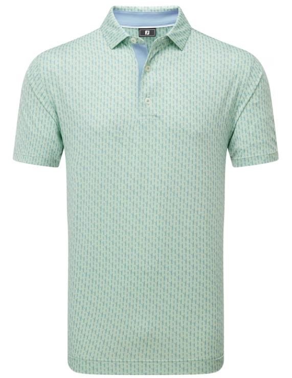 FootJoy Figure Print Lisle Herren Poloshirt, hellgrün/blau