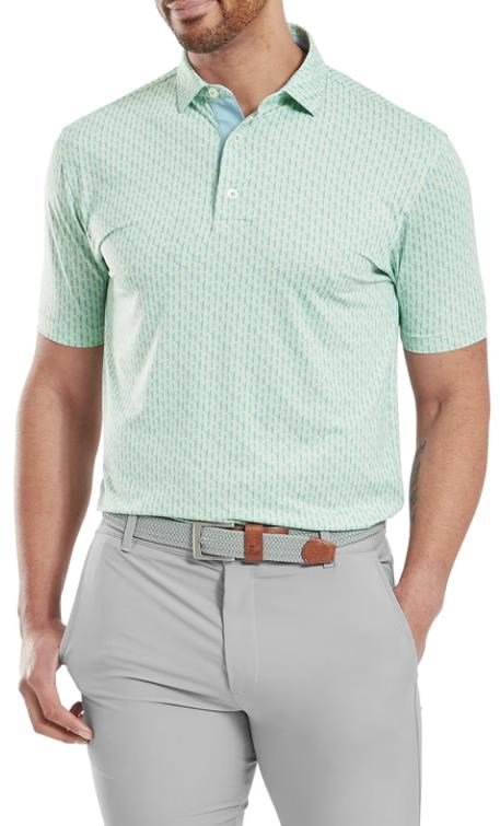 FootJoy Figure Print Lisle Herren Poloshirt, hellgrün/blau
