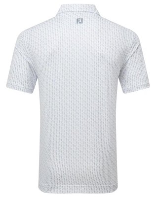 FootJoy Figure Print Lisle Herren Poloshirt, white/flint