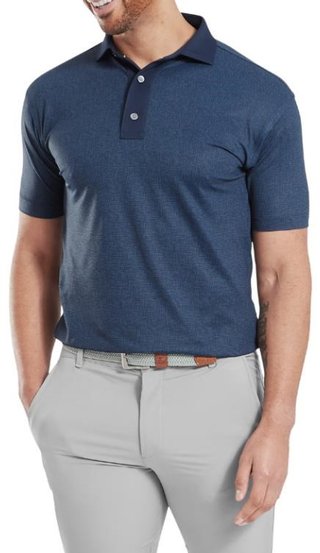 FootJoy Etched Texture Print Lisle Herren Poloshirt, dunkelblau