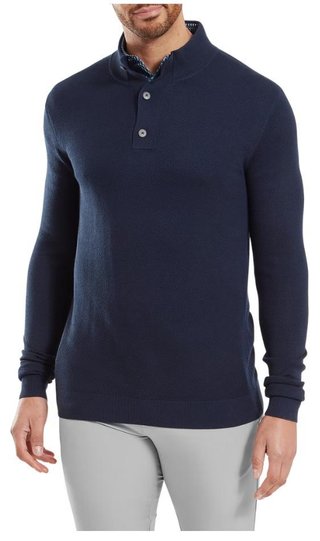 FootJoy Drirelease Button Placket Herren Knopfleisten Pullover, dark denim