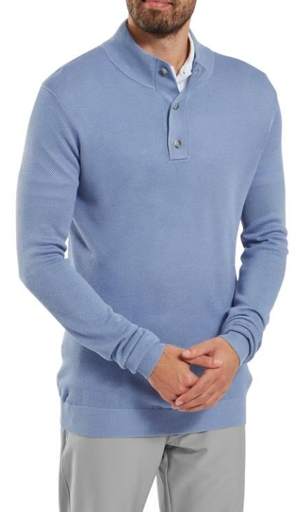 FootJoy Drirelease Button Placket Herren Knopfleisten Pullover, blau