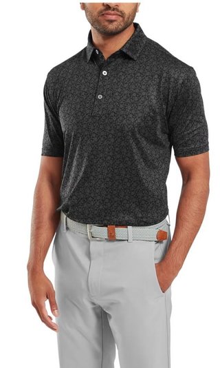 FootJoy Raker Print Lisle Herren Poloshirt, schwarz