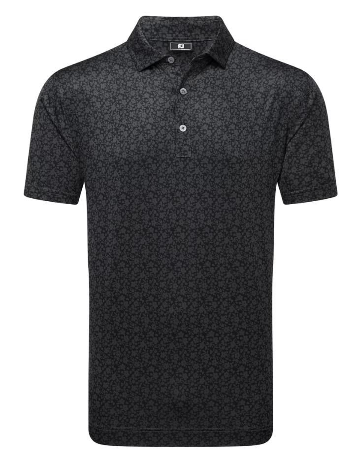 FootJoy Raker Print Lisle Herren Poloshirt, schwarz