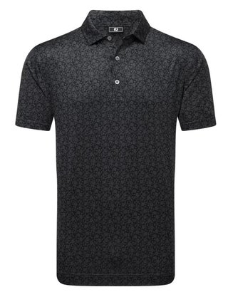 FootJoy Raker Print Lisle Herren Poloshirt, schwarz