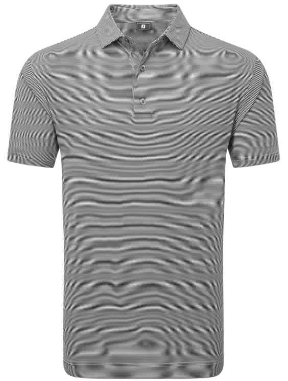 FootJoy Micro Feeder Stripe Lisle Herren Poloshirt, schwarz/weiss
