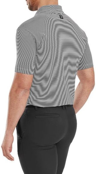 FootJoy Micro Feeder Stripe Lisle Herren Poloshirt, schwarz/weiss