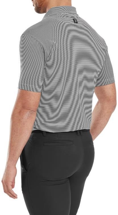 FootJoy Micro Feeder Stripe Lisle Herren Poloshirt, schwarz/weiss