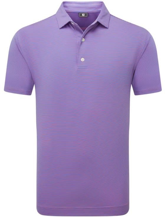 FootJoy Micro Feeder Stripe Lisle Herren Poloshirt, marine/pink