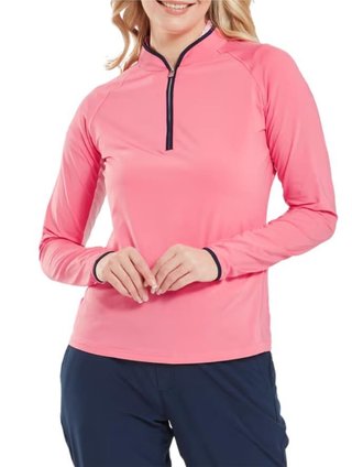 FootJoy 1/4-Zip LS Sun Protection Damen Poloshirt, pink lemonade