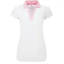 FootJoy Cap Sleeve Print Trim Lisle Damen Poloshirt, weiss/rosa
