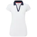 FootJoy Cap Sleeve Print Trim Lisle Damen Poloshirt, weiss/dunkelblau