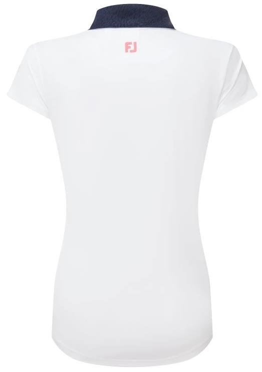 FootJoy Cap Sleeve Print Trim Lisle Damen Poloshirt, weiss/dunkelblau