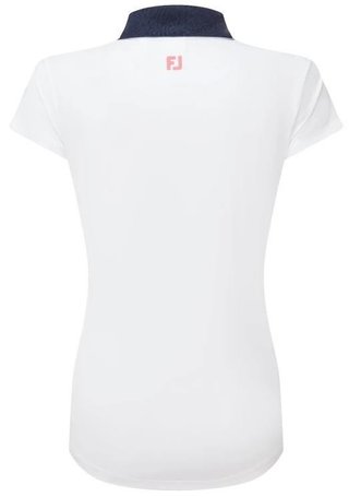 FootJoy Cap Sleeve Print Trim Lisle Damen Poloshirt, weiss/dunkelblau