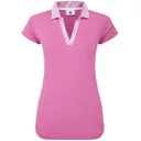 FootJoy Cap Sleeve Print Trim Lisle Damen Poloshirt, rosa