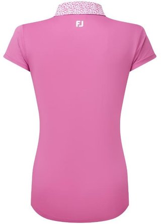 FootJoy Cap Sleeve Print Trim Lisle Damen Poloshirt, rosa