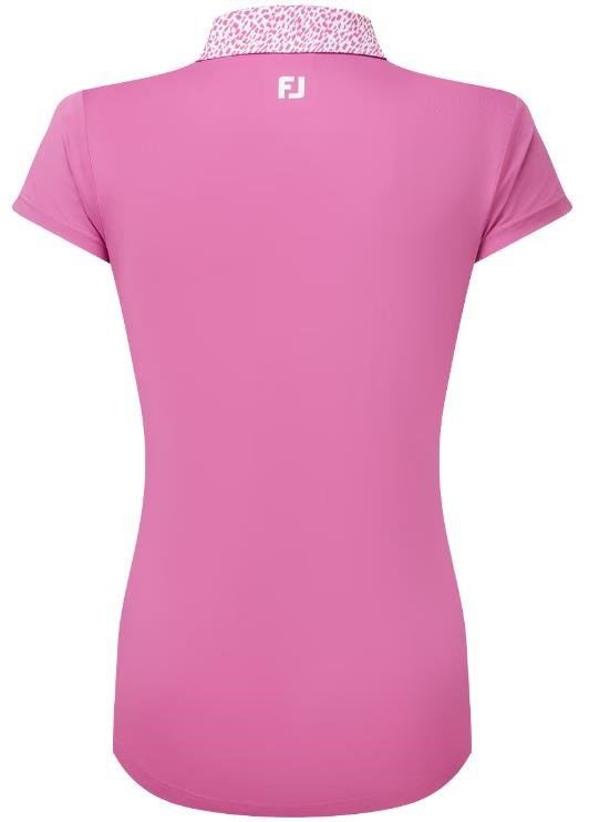 FootJoy Cap Sleeve Print Trim Lisle Damen Poloshirt, rosa
