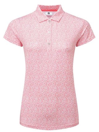 FootJoy Animal Print Cap Sleeve Lisle Damen Poloshirt, rosa