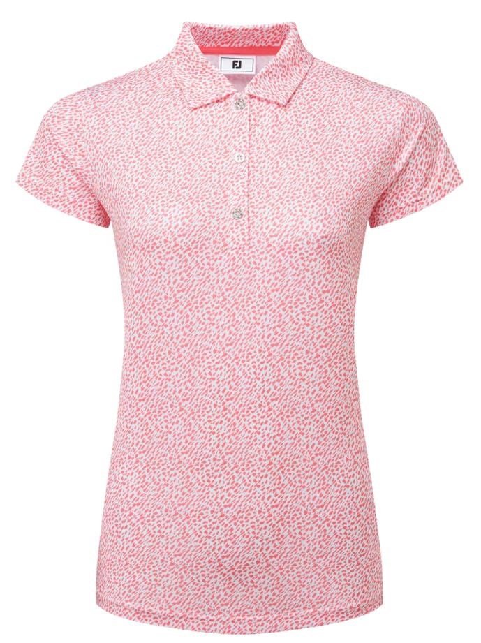 FootJoy Animal Print Cap Sleeve Lisle Damen Poloshirt, rosa