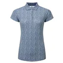 FootJoy Animal Print Cap Sleeve Lisle Damen Poloshirt, skyway/white/navy