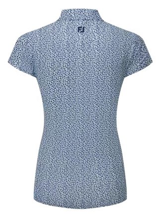 FootJoy Animal Print Cap Sleeve Lisle Damen Poloshirt, skyway/white/navy