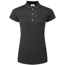 FootJoy Animal Print Cap Sleeve Lisle Damen Poloshirt, schwarz