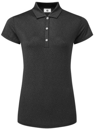 FootJoy Animal Print Cap Sleeve Lisle Damen Poloshirt, schwarz