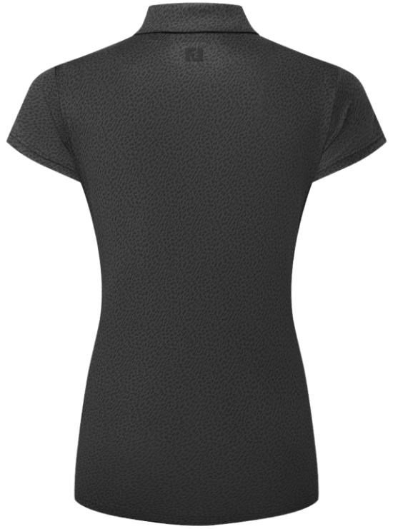 FootJoy Animal Print Cap Sleeve Lisle Damen Poloshirt, schwarz