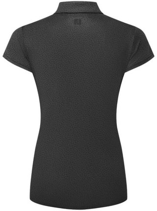 FootJoy Animal Print Cap Sleeve Lisle Damen Poloshirt, schwarz