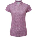 FootJoy Animal Print Cap Sleeve Lisle Damen Poloshirt, rosa/schwarz/weiss