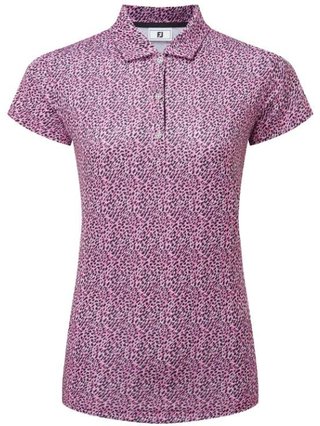 FootJoy Animal Print Cap Sleeve Lisle Damen Poloshirt, rosa/schwarz/weiss