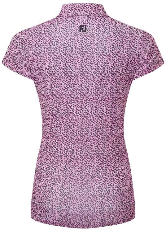 FootJoy Animal Print Cap Sleeve Lisle Damen Poloshirt, rosa/schwarz/weiss