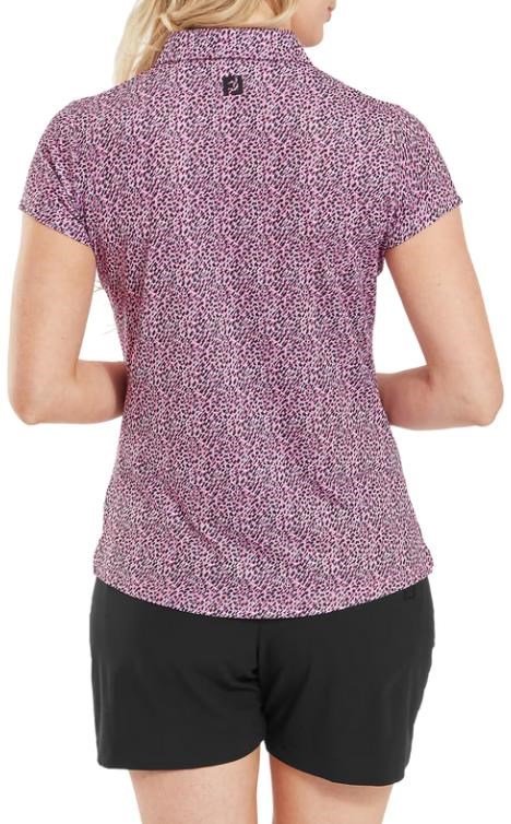 FootJoy Animal Print Cap Sleeve Lisle Damen Poloshirt, rosa/schwarz/weiss