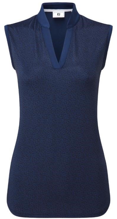 FootJoy Animal Print Sleeveless Lisle Damen Poloshirt, dunkelblau
