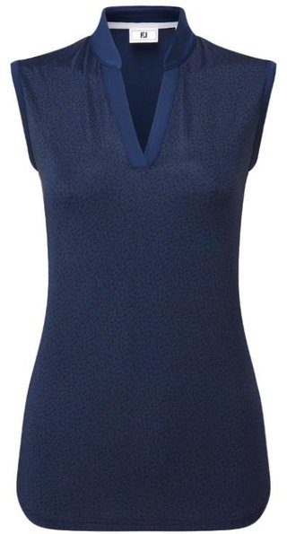 FootJoy Animal Print Sleeveless Lisle Damen Poloshirt, dunkelblau